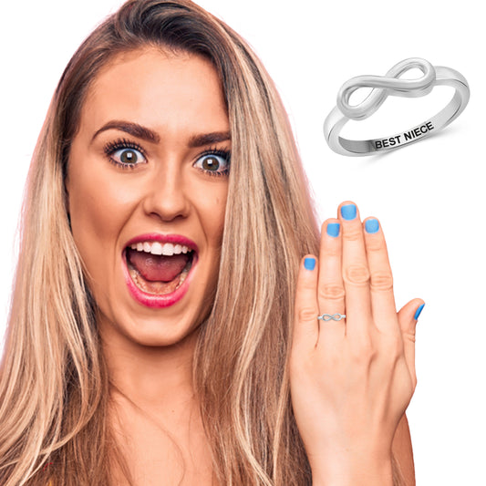 "Best Cousin" Infinity Knot Ring in Sterling Silver