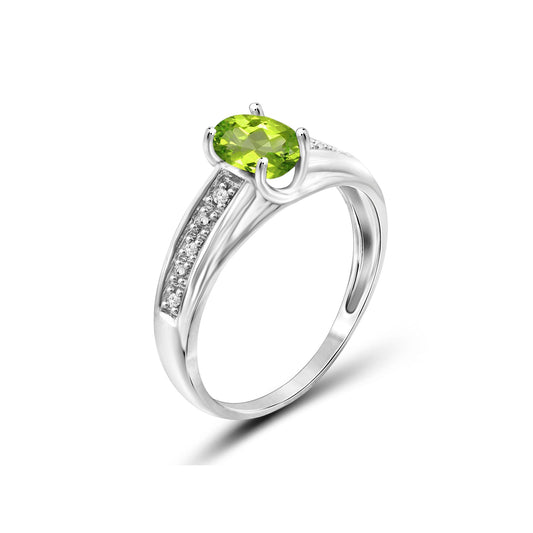 0.75 ct. T.G.W. Peridot Ring with Diamond Accent in Sterling Silver