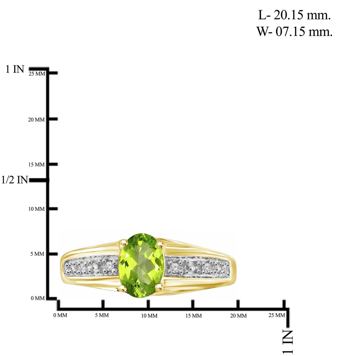 0.75 ct. T.G.W. Peridot Ring with Diamond Accent in 14K Gold over Silver