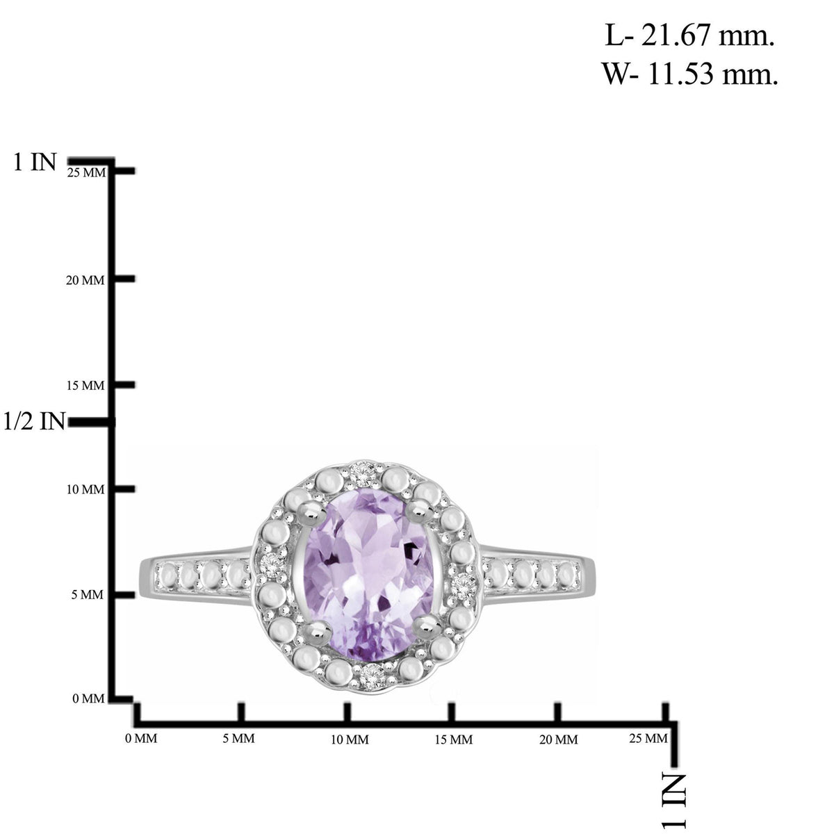1.10 ct. T.G.W. Pink Amethyst Ring with Diamond Accent in Sterling Silver