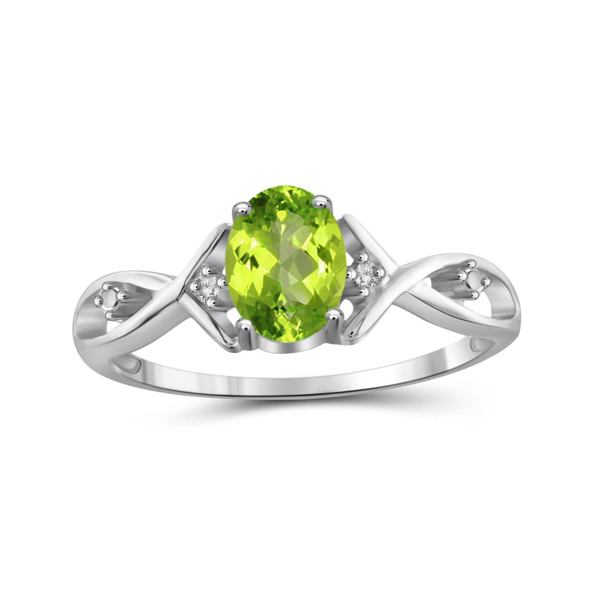 0.75 ct. T.G.W. Peridot Ring with Diamond Accent in Sterling Silver