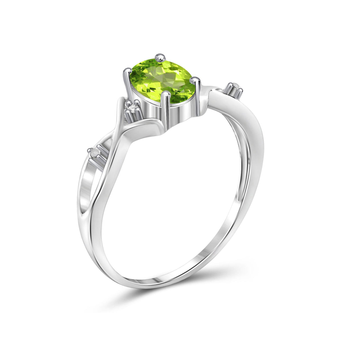 0.75 ct. T.G.W. Peridot Ring with Diamond Accent in Sterling Silver