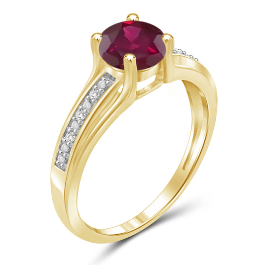 1.20 ct. T.G.W. Ruby & 1/20 ct. T.W. White Diamond Ring in 14K Gold over Silver