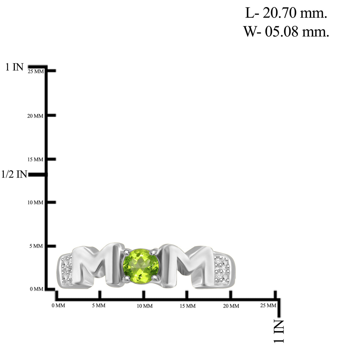 1/4 ct. T.G.W. Peridot Mom Ring with Diamond Accent in Sterling Silver