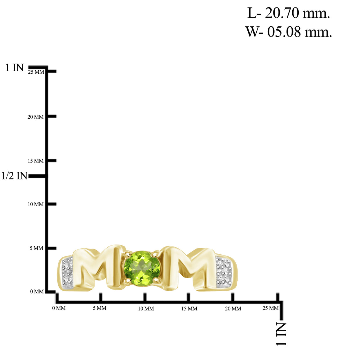 1/4 ct. T.G.W. Peridot Mom Ring with Diamond Accent in 14K Gold over Silver