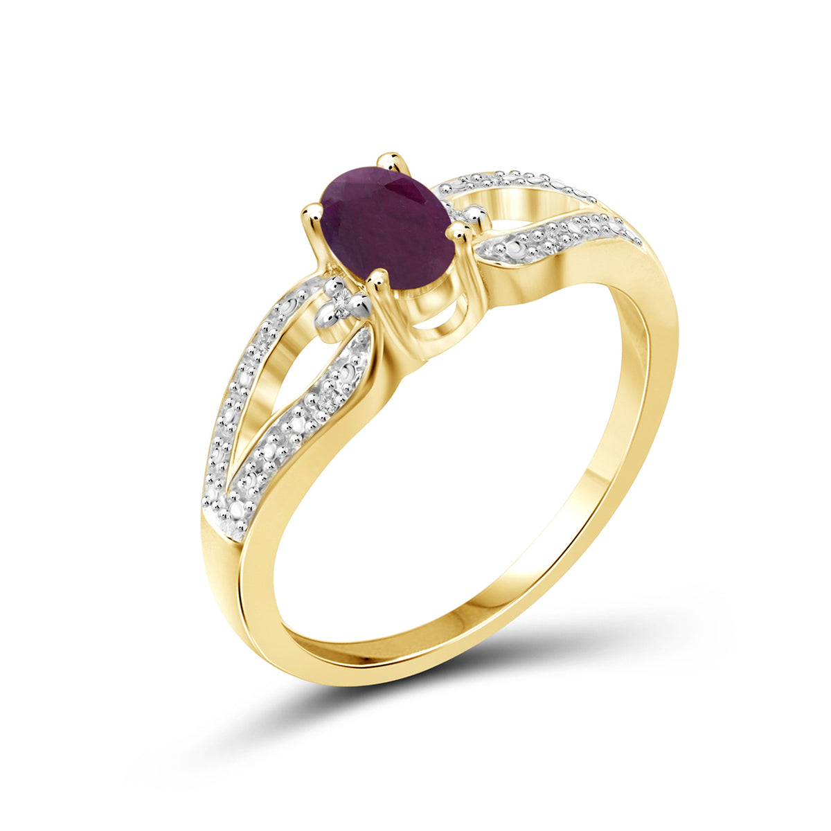 0.50 ct. T.G.W. Ruby Ring with Diamond Accent in 14K Gold over Silver