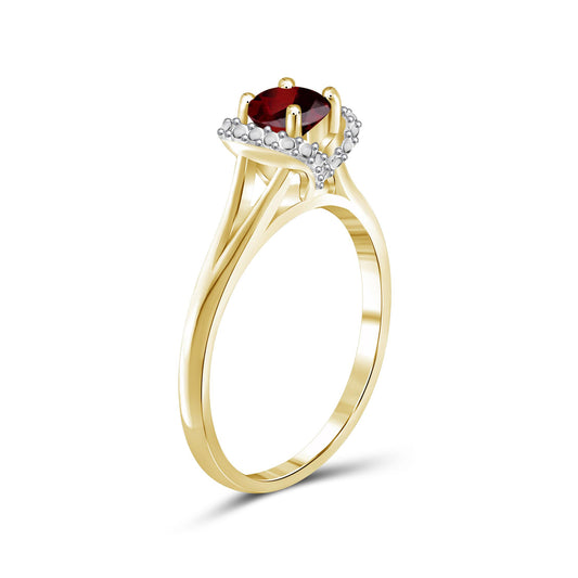 0.50 ct. T.G.W. Garnet Ring in 14K Gold over Silver