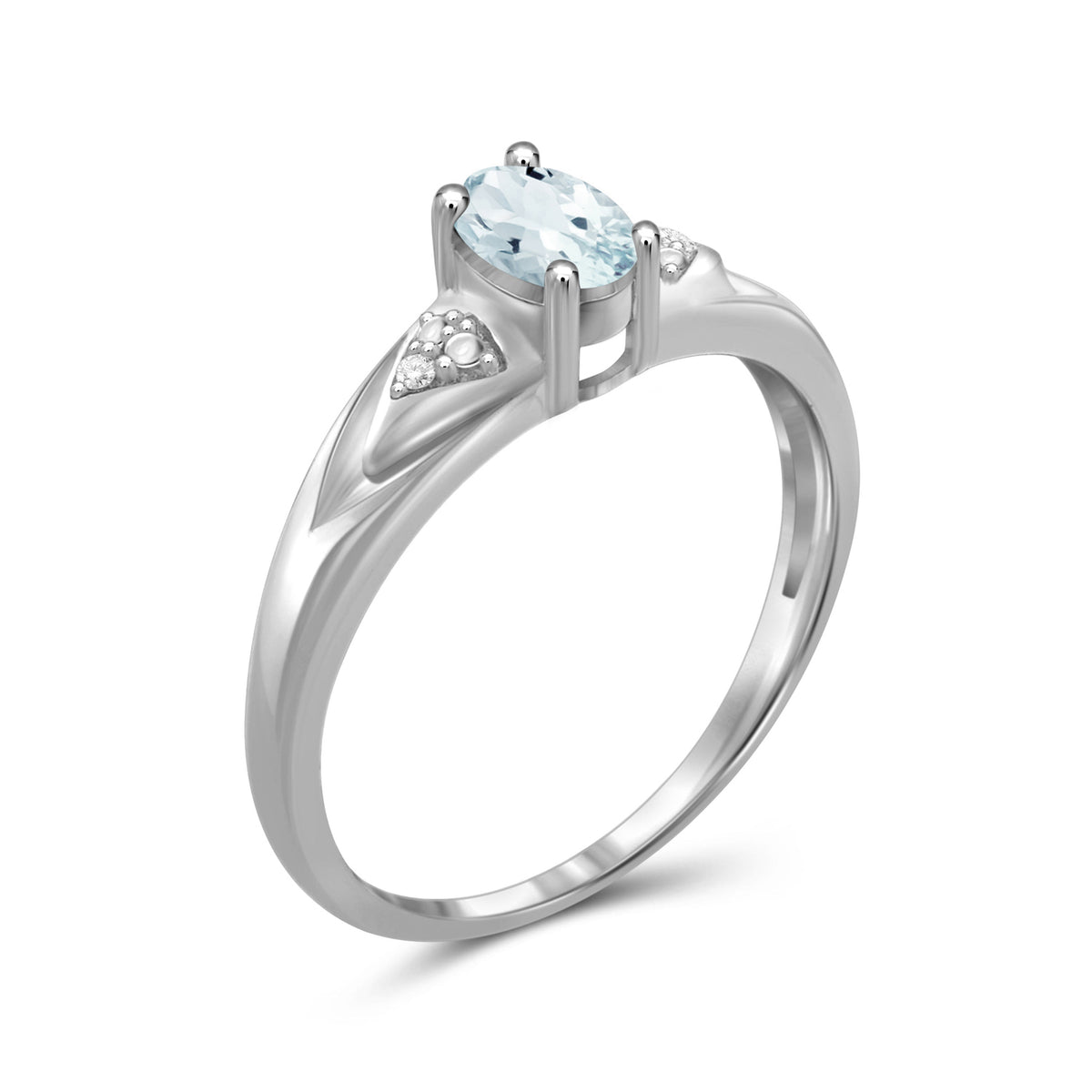 0.50 ct. T.G.W. Aquamarine Ring with Diamond Accent in Sterling Silver