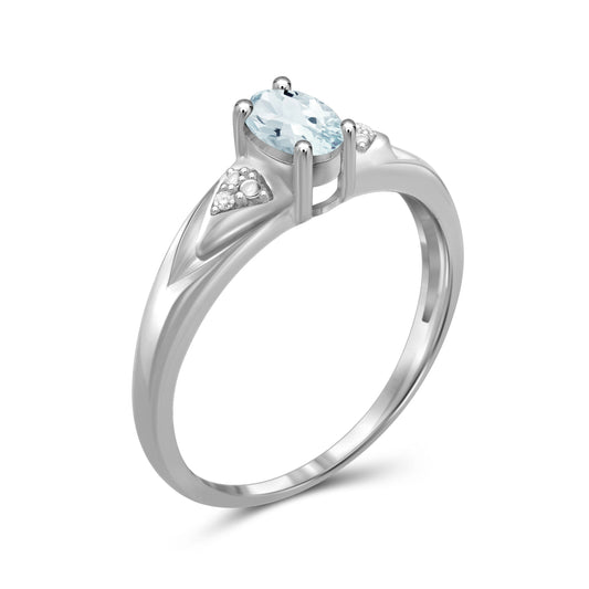 0.50 ct. T.G.W. Aquamarine Ring with Diamond Accent in Sterling Silver