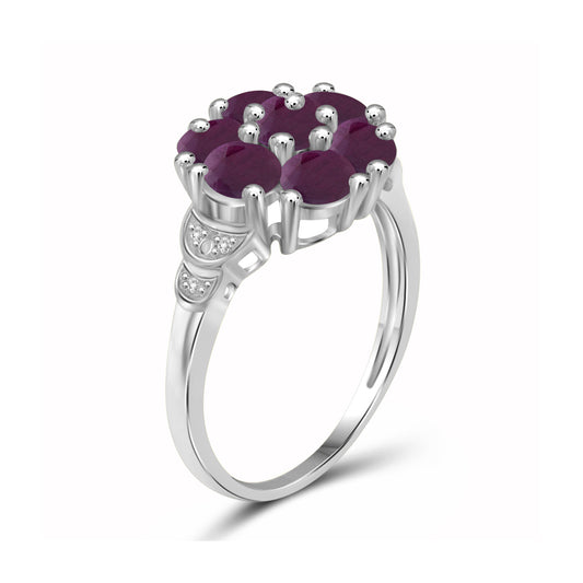 2 1/3 ct. T.G.W. Ruby Ring with Diamond Accent in Sterling Silver