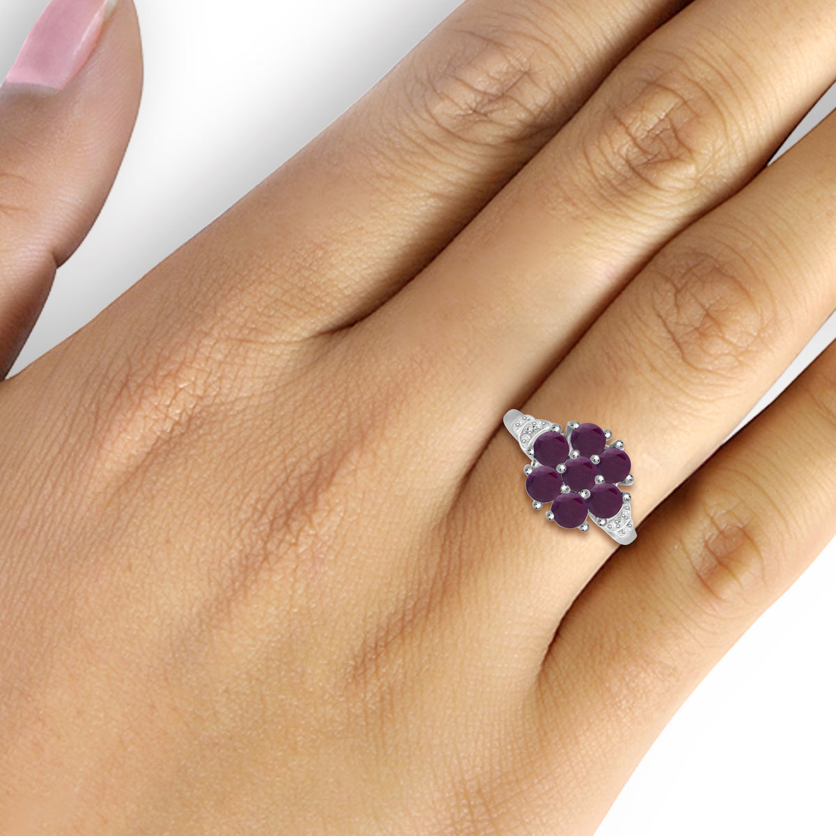 2 1/3 ct. T.G.W. Ruby Ring with Diamond Accent in Sterling Silver