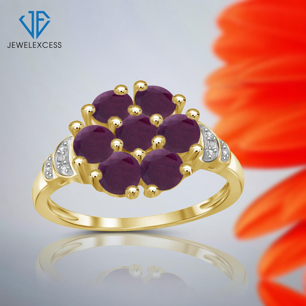 2.33 ct. T.G.W. Ruby Ring with Diamond Accent in 14K Gold over Silver