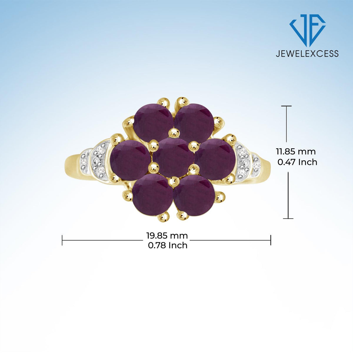 2.33 ct. T.G.W. Ruby Ring with Diamond Accent in 14K Gold over Silver