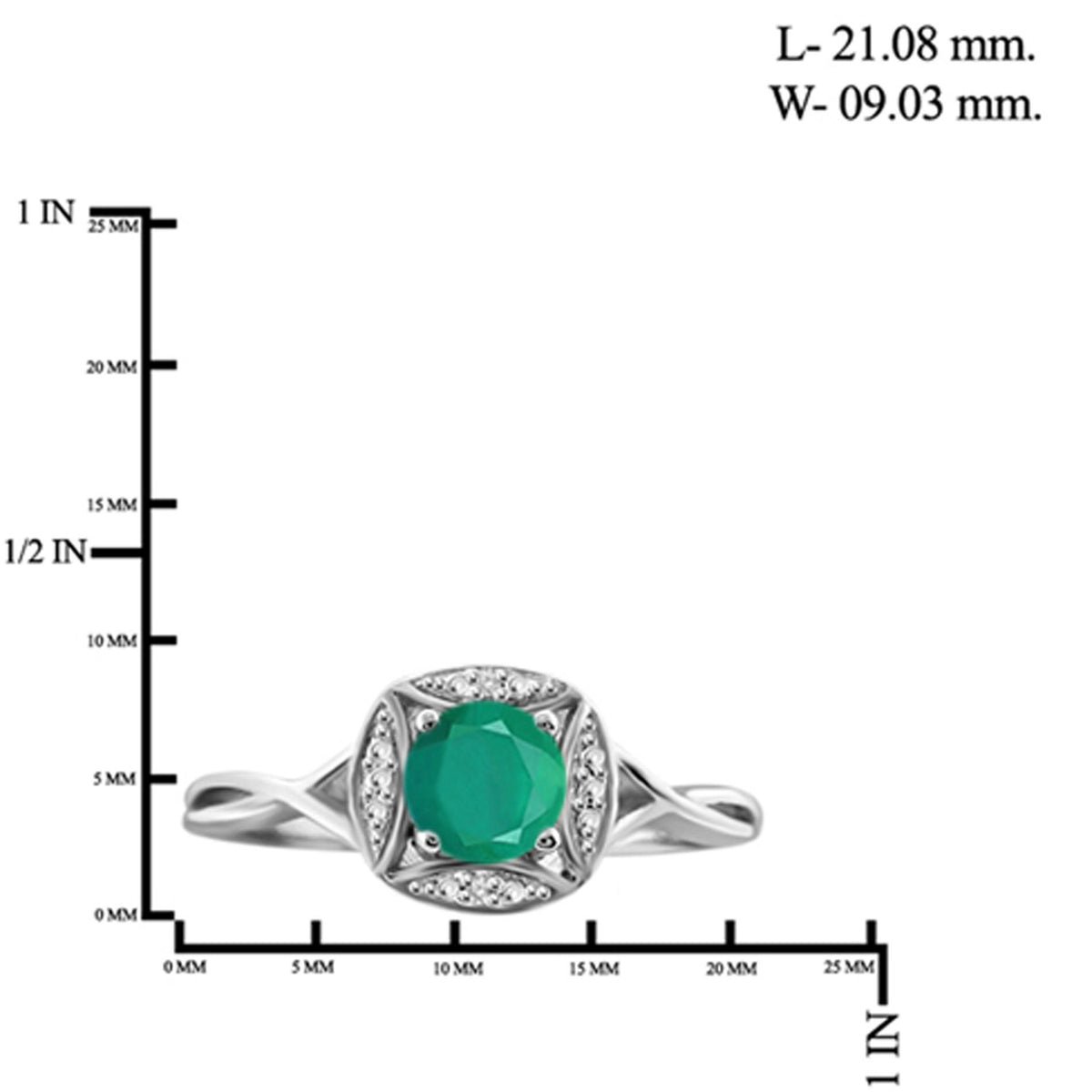 0.50 ct. T.G.W. Emerald Ring with Diamond Accent in Sterling Silver