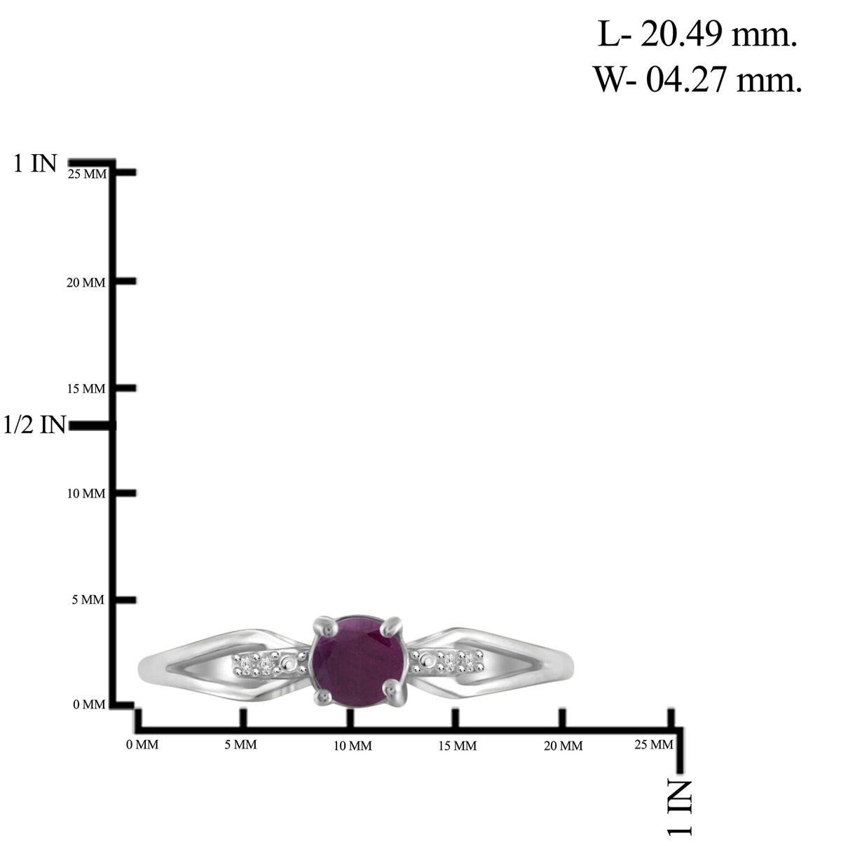 0.75 ct. T.G.W. Ruby Ring with Diamond Accent in Sterling Silver