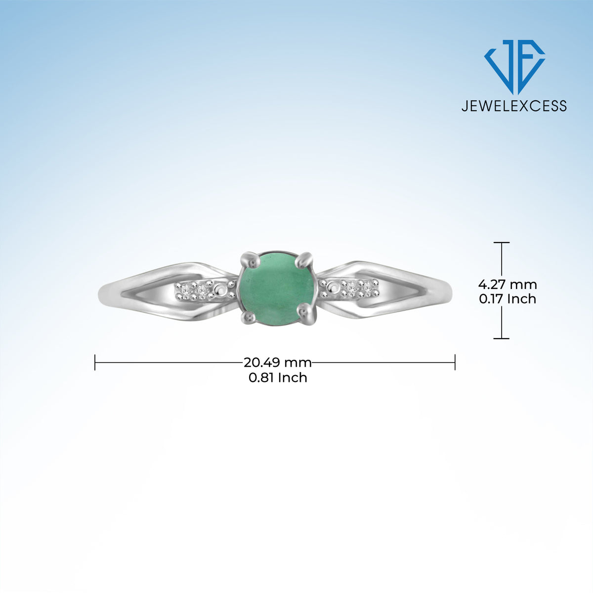 0.50 ct. T.G.W. Emerald Ring with Diamond Accent in Sterling Silver