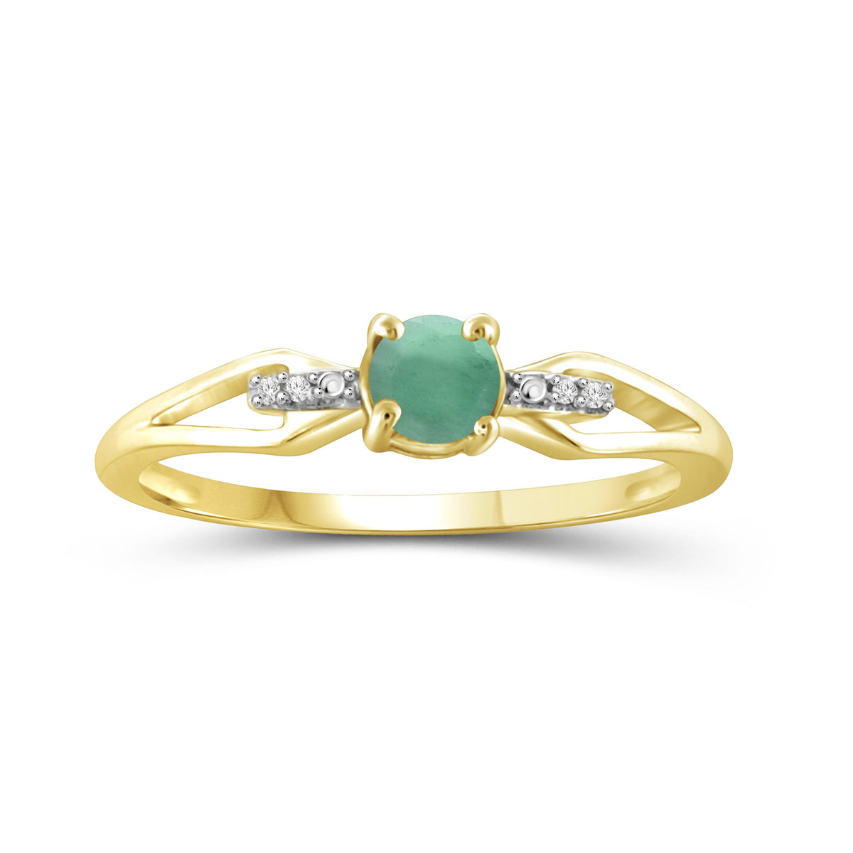 0.50 ct. T.G.W. Emerald Ring with Diamond Accent in 14K Gold over Silver