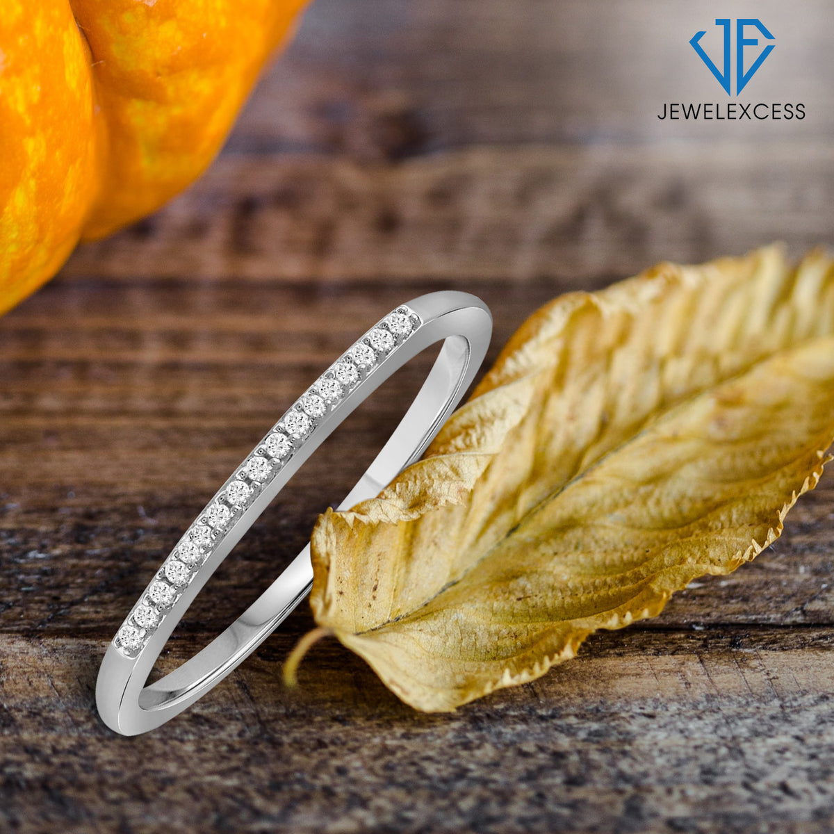 1/20 ct. T.W. White Diamond Stackable Band in Sterling Silver, 14K Gold over Silver or Rose Gold over Silver