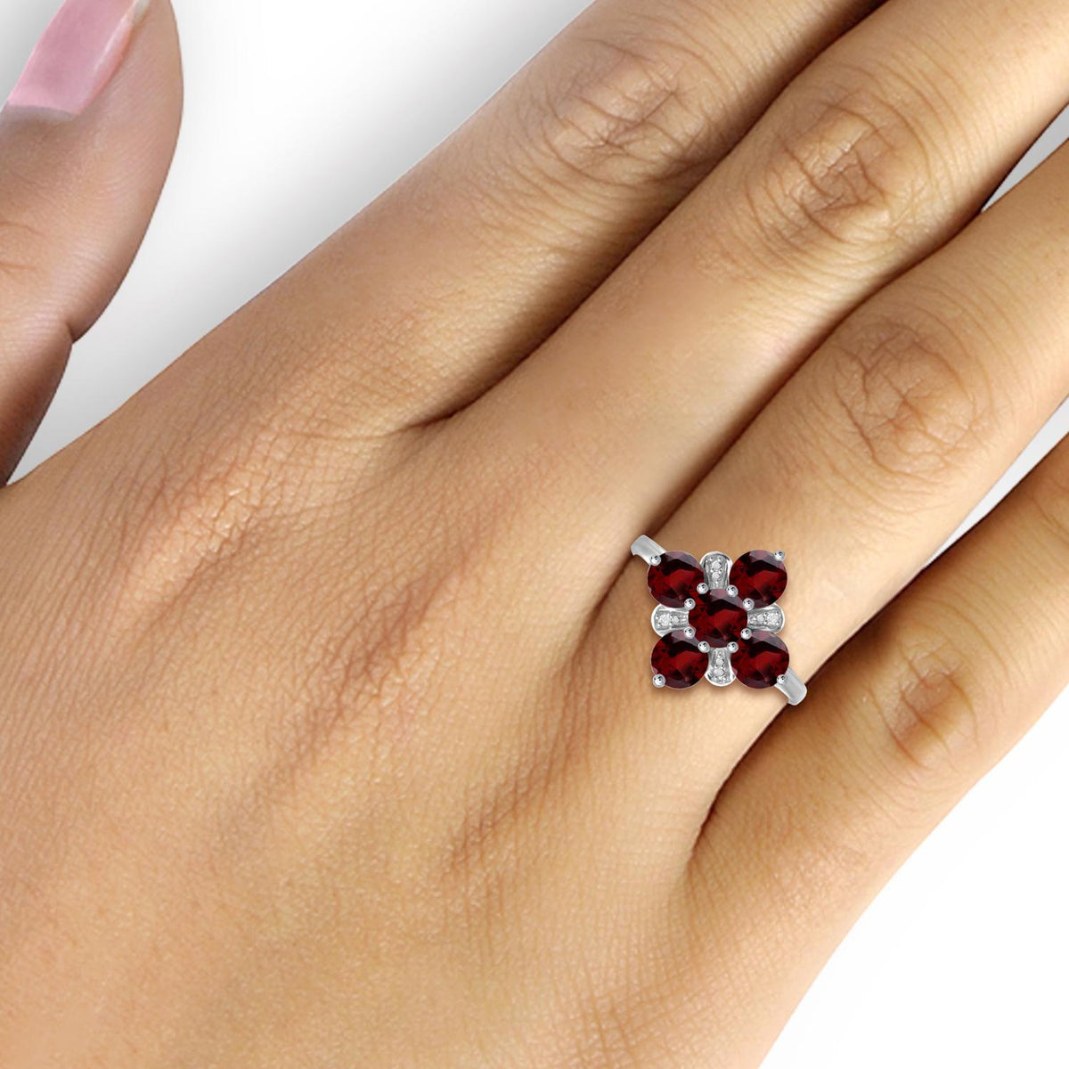 3 ct. T.G.W. Garnet Ring with Diamond Accent in Sterling Silver or 14K Gold over Silver