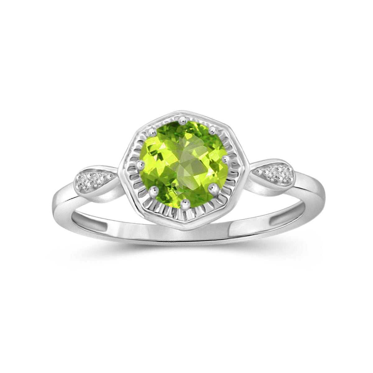 0.75 ct. T.G.W. Peridot Ring with Diamond Accent in Sterling Silver