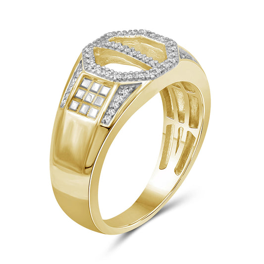 Men's 1/7 ct. T.W. White Diamond Ring in Two-Tone Sterling Silver
