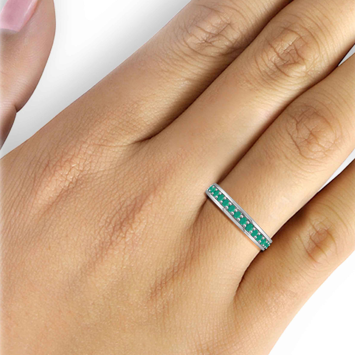 1 ct. T.G.W. Emerald Ring in Sterling Silver