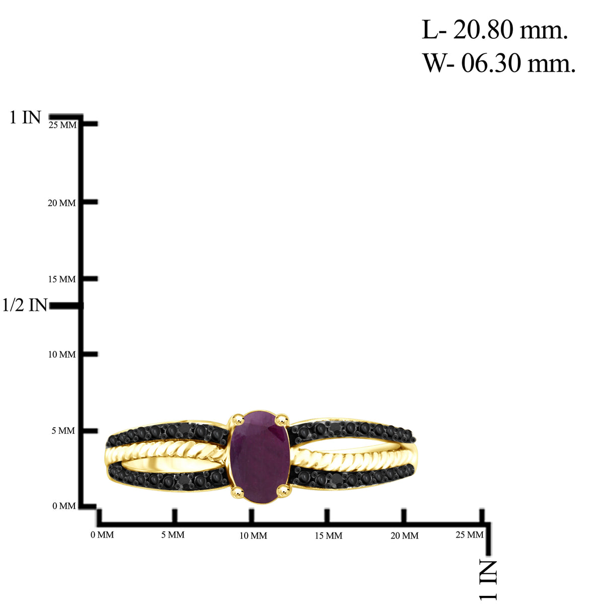 0.50 ct. T.G.W. Ruby Ring with Black Diamond Accent in 14K Gold over Silver