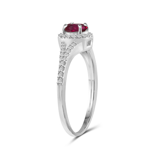 3/4 ct. T.G.W. Ruby Ring with Diamond Accent in Sterling Silver