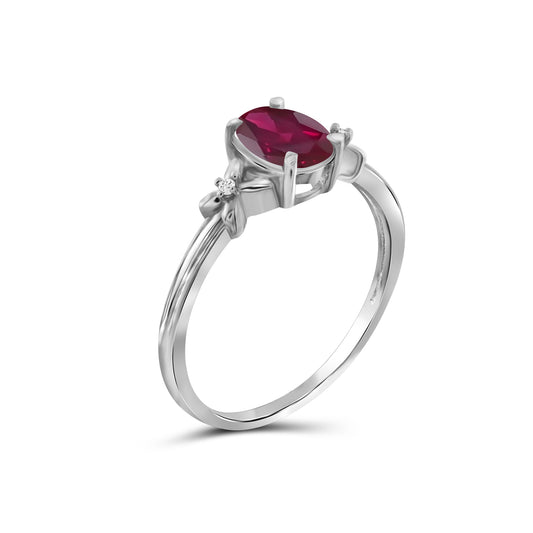 3/4 ct. T.G.W. Ruby Ring with Diamond Accent in Sterling Silver
