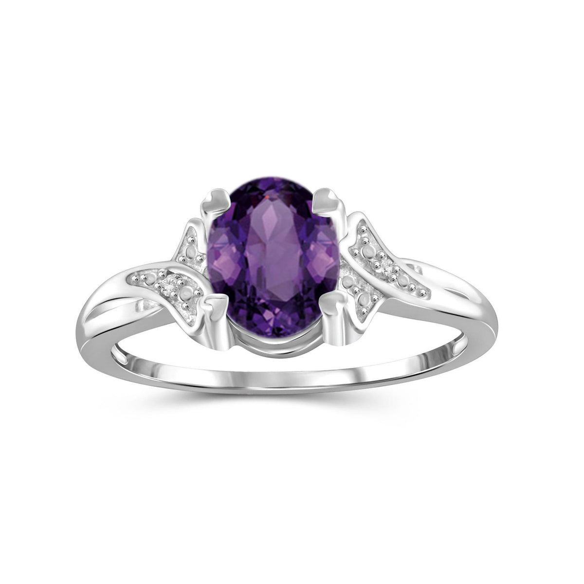 1 ct. T.G.W. Amethyst Ring with Diamond Accent in Sterling Silver