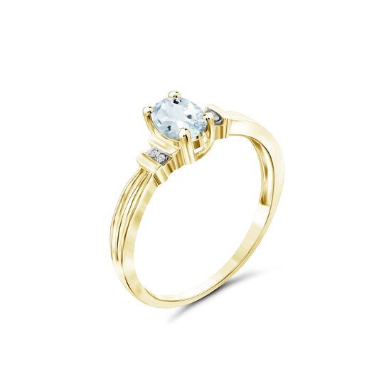 1/2 ct. T.G.W. Aquamarine Ring with Diamond Accent in 14K Gold over Silver