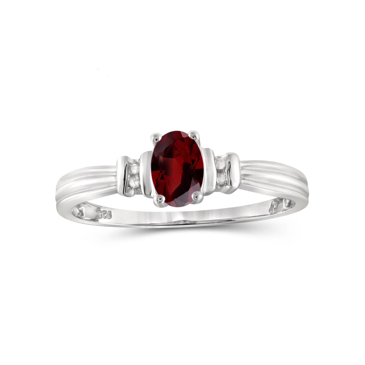 1 ct. T.G.W. Garnet Ring with Diamond Accent in Sterling Silver
