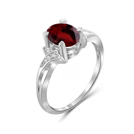 1.50 ct. T.G.W. Garnet Ring with Diamond Accent in Sterling Silver
