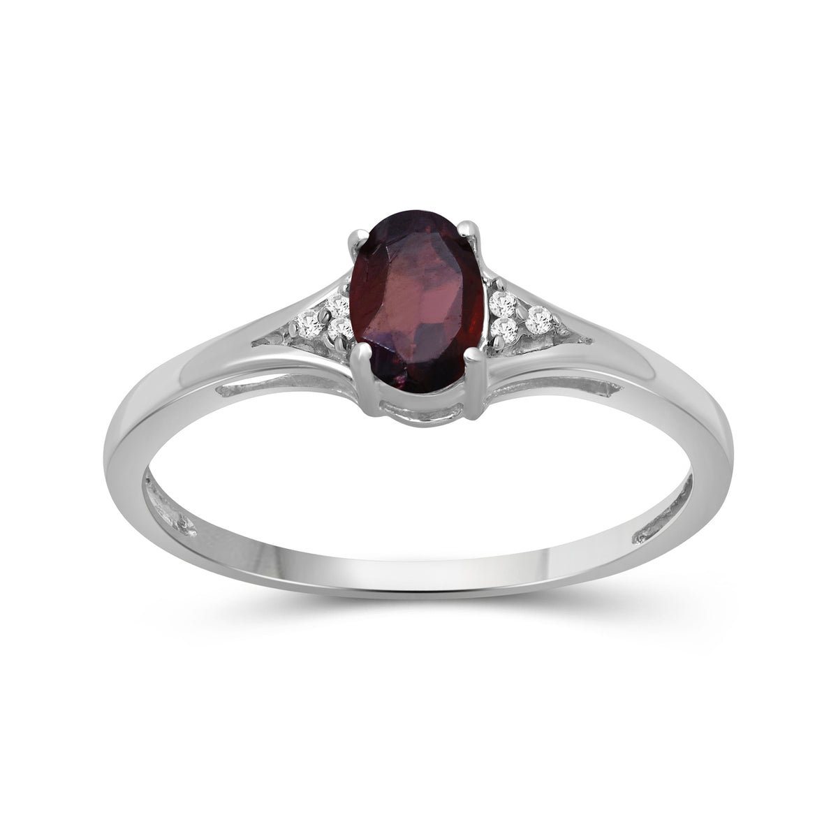 Birthstone Ring with Diamond Accent in Sterling Silver