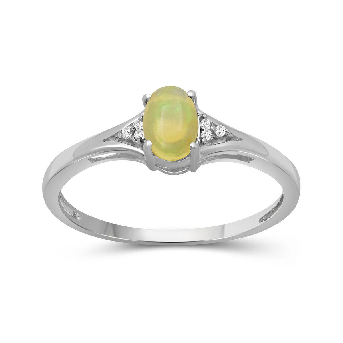Birthstone Ring with Diamond Accent in Sterling Silver