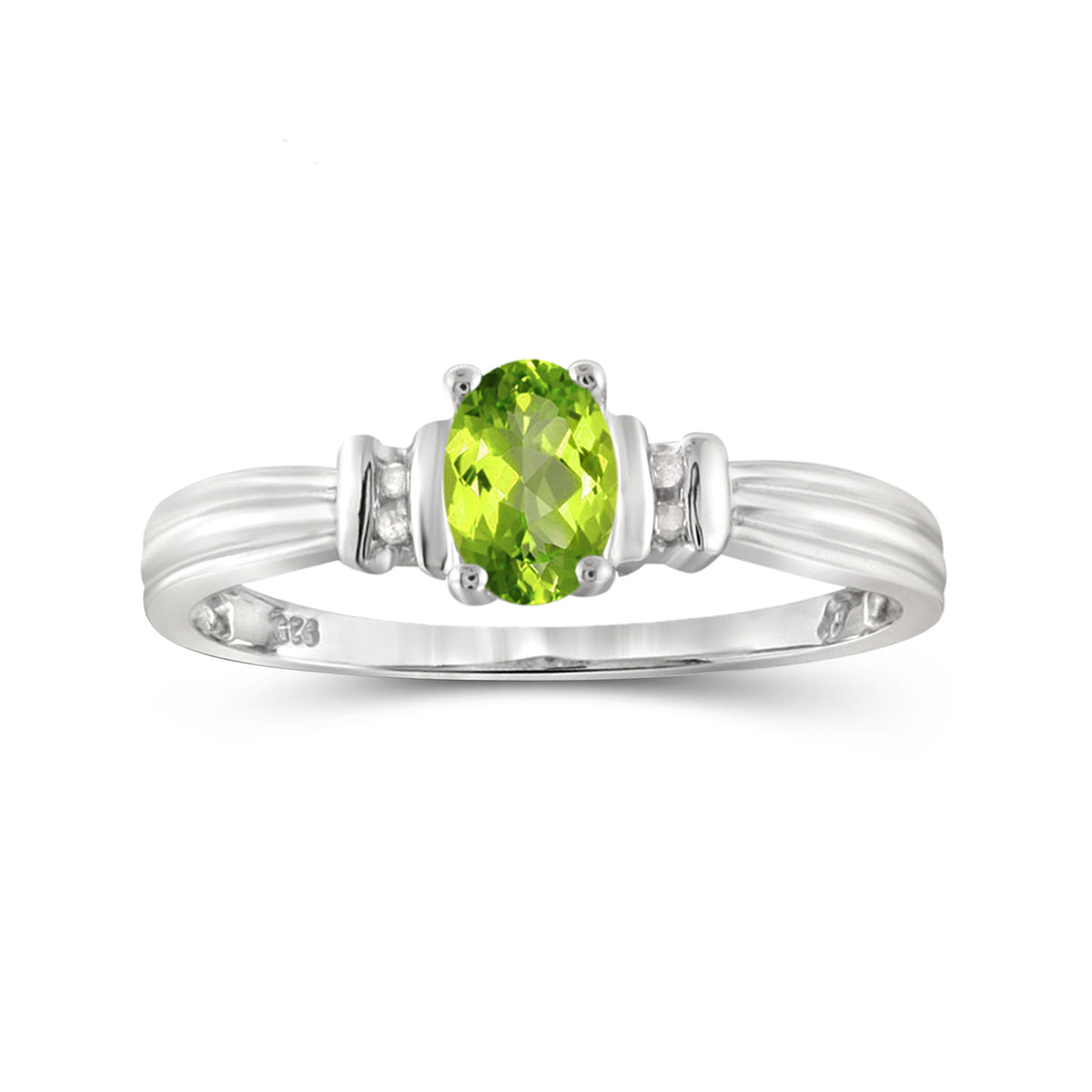0.50 ct. T.G.W. Peridot Ring with Diamond Accent in Sterling Silver