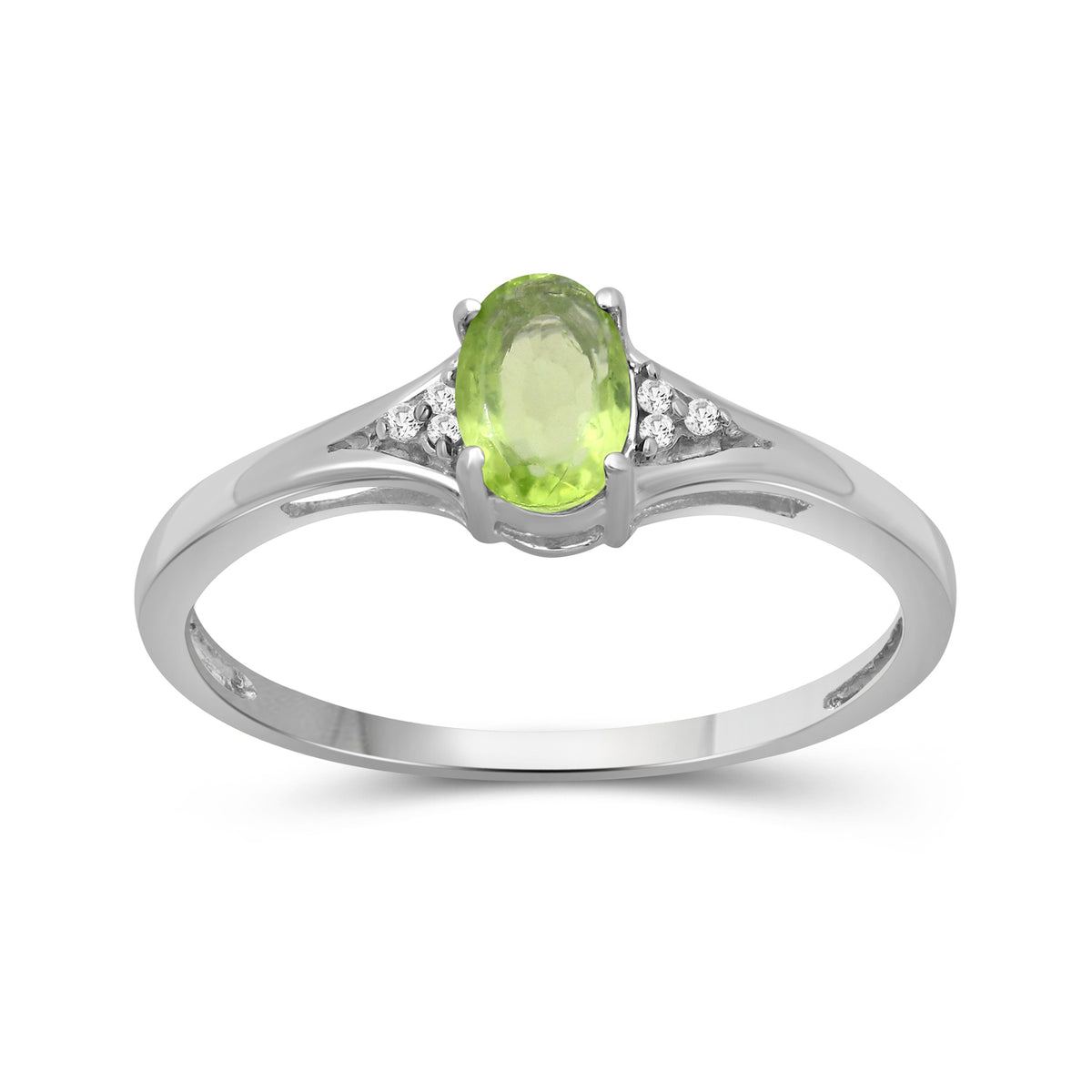 Birthstone Ring with Diamond Accent in Sterling Silver