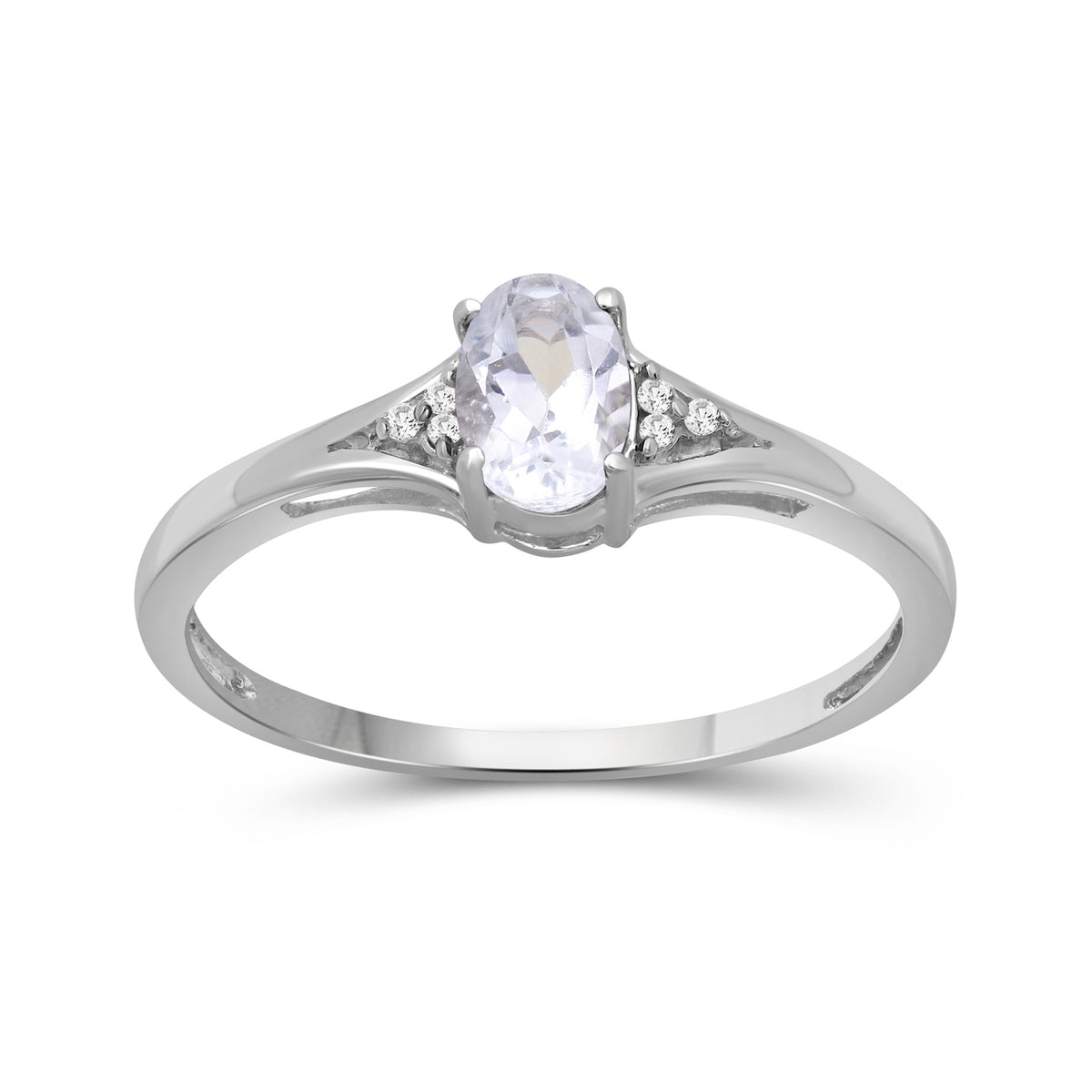 Birthstone Ring with Diamond Accent in Sterling Silver