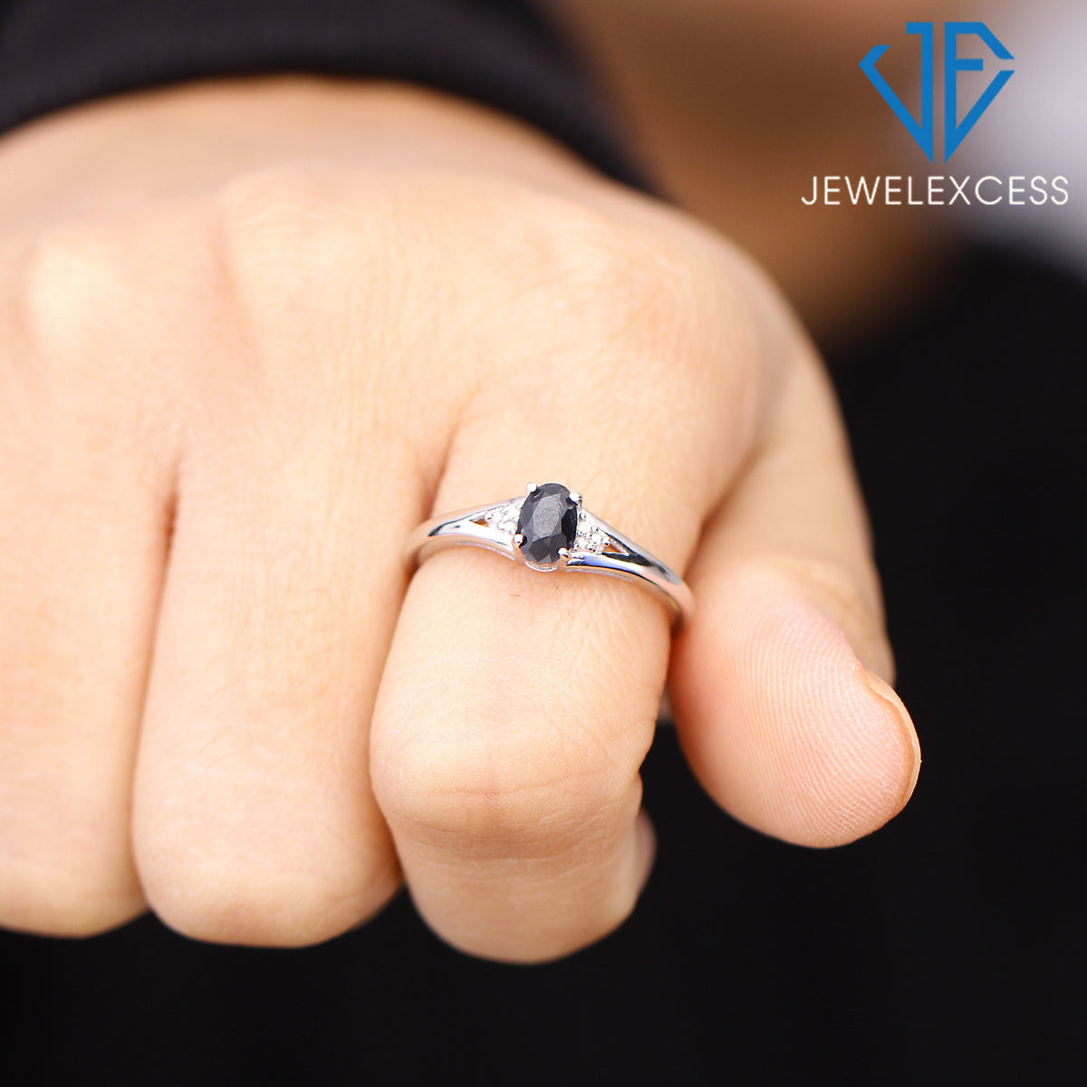 1/2 ct. T.G.W. Sapphire Ring with Diamond Accent in Sterling Silver