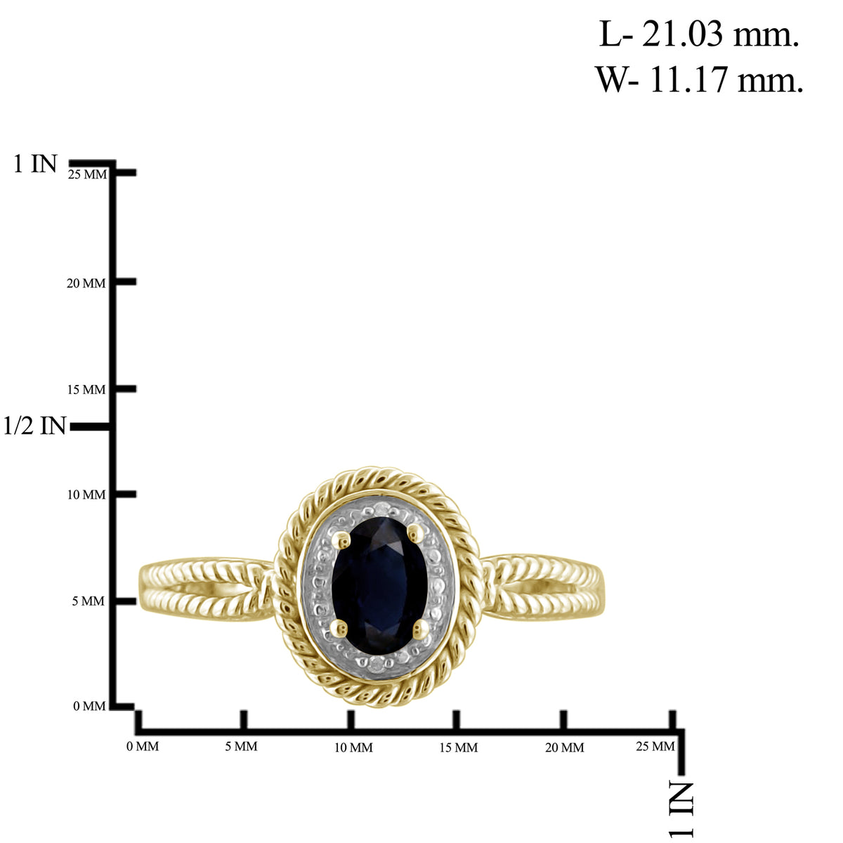 0.75 ct. T.G.W. Sapphire Ring with Diamond Accent in 14K Gold over Silver