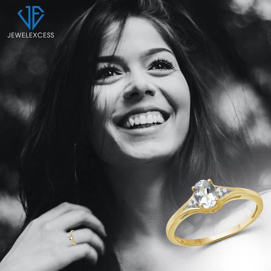0.40 ct. T.G.W. Aquamarine Ring with Diamond Accent in 14K Gold over Silver