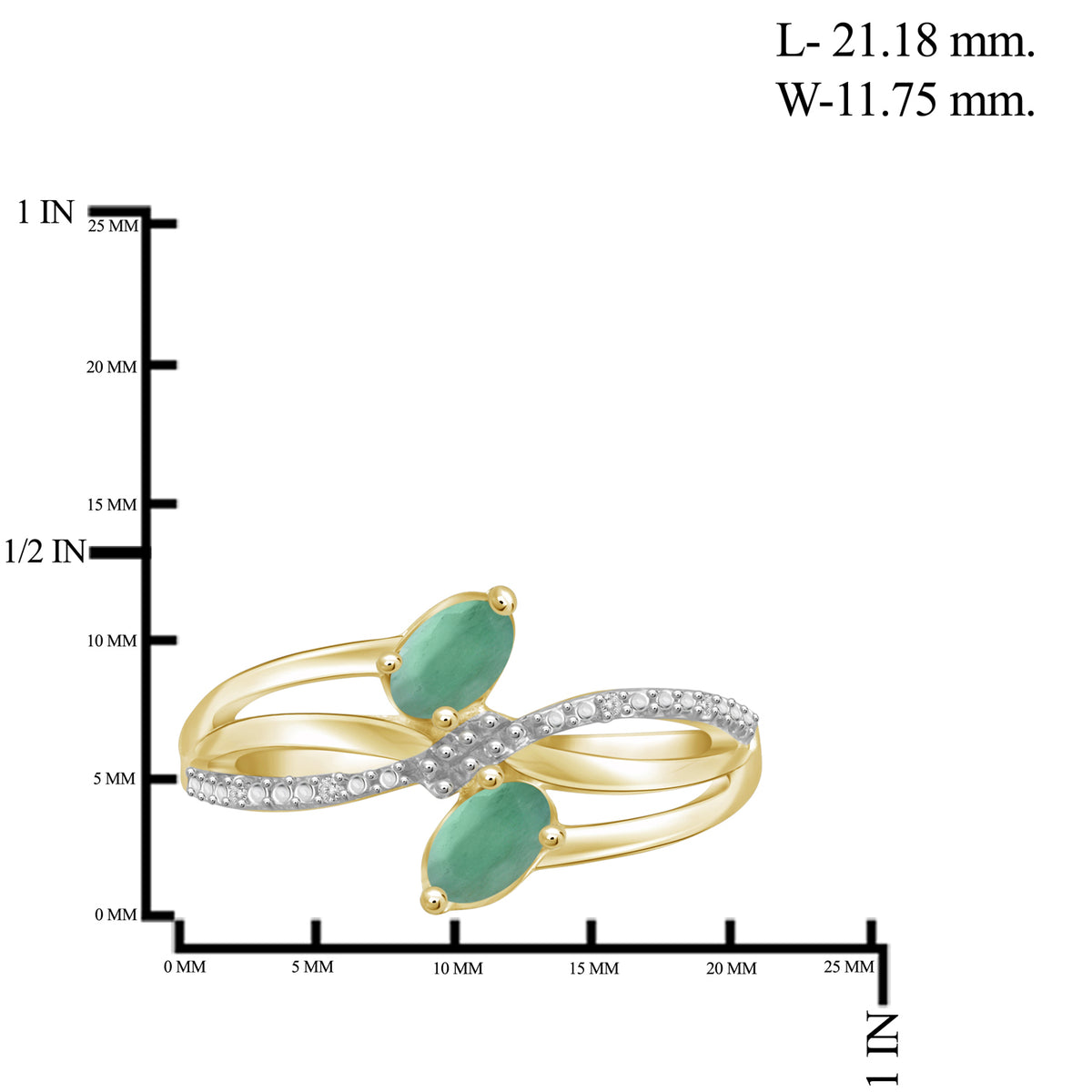 1 3/4 ct. T.G.W. Emerald & 1/20 ct. T.W. White Diamond 3-Piece Jewelry Set in 14K Gold over Silver