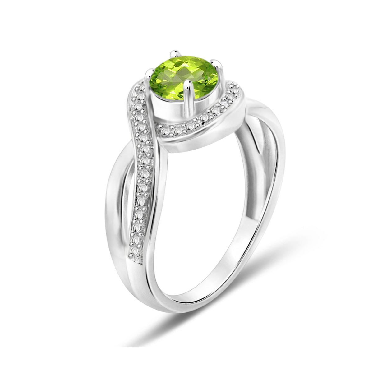 0.75 ct. T.G.W. Peridot Ring with Diamond Accent in Sterling Silver