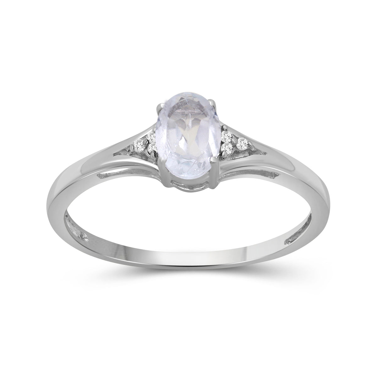 Birthstone Ring with Diamond Accent in Sterling Silver