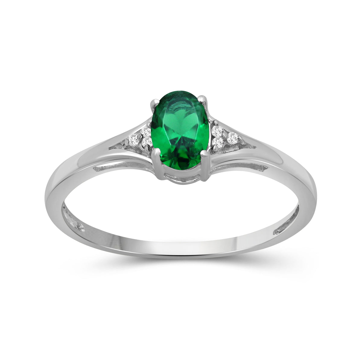 Birthstone Ring with Diamond Accent in Sterling Silver