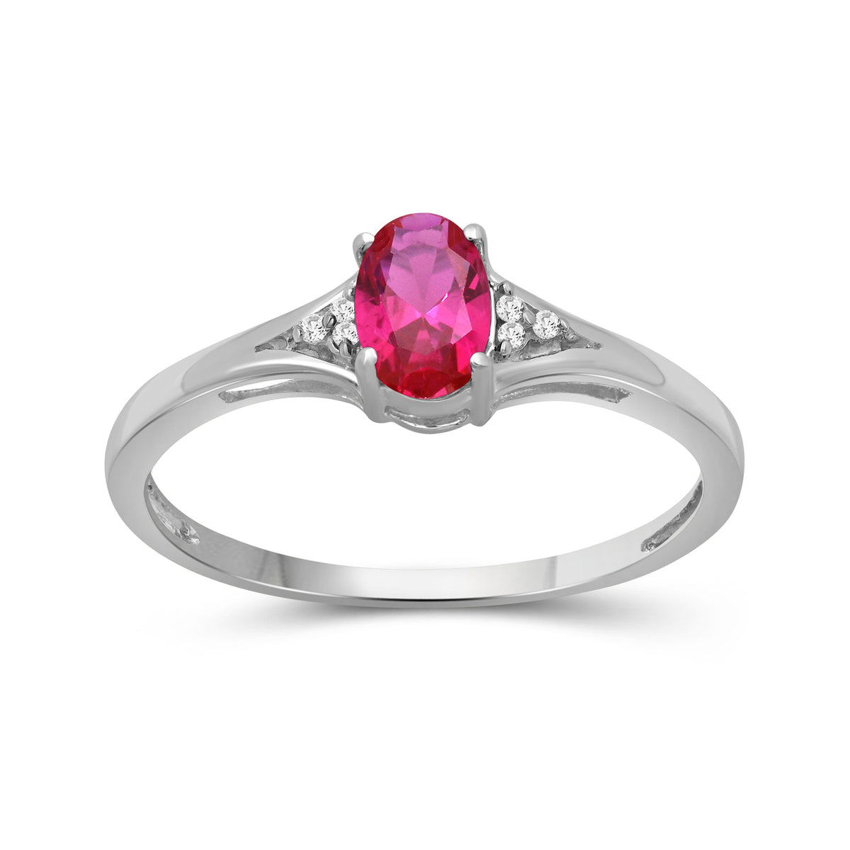 Birthstone Ring with Diamond Accent in Sterling Silver