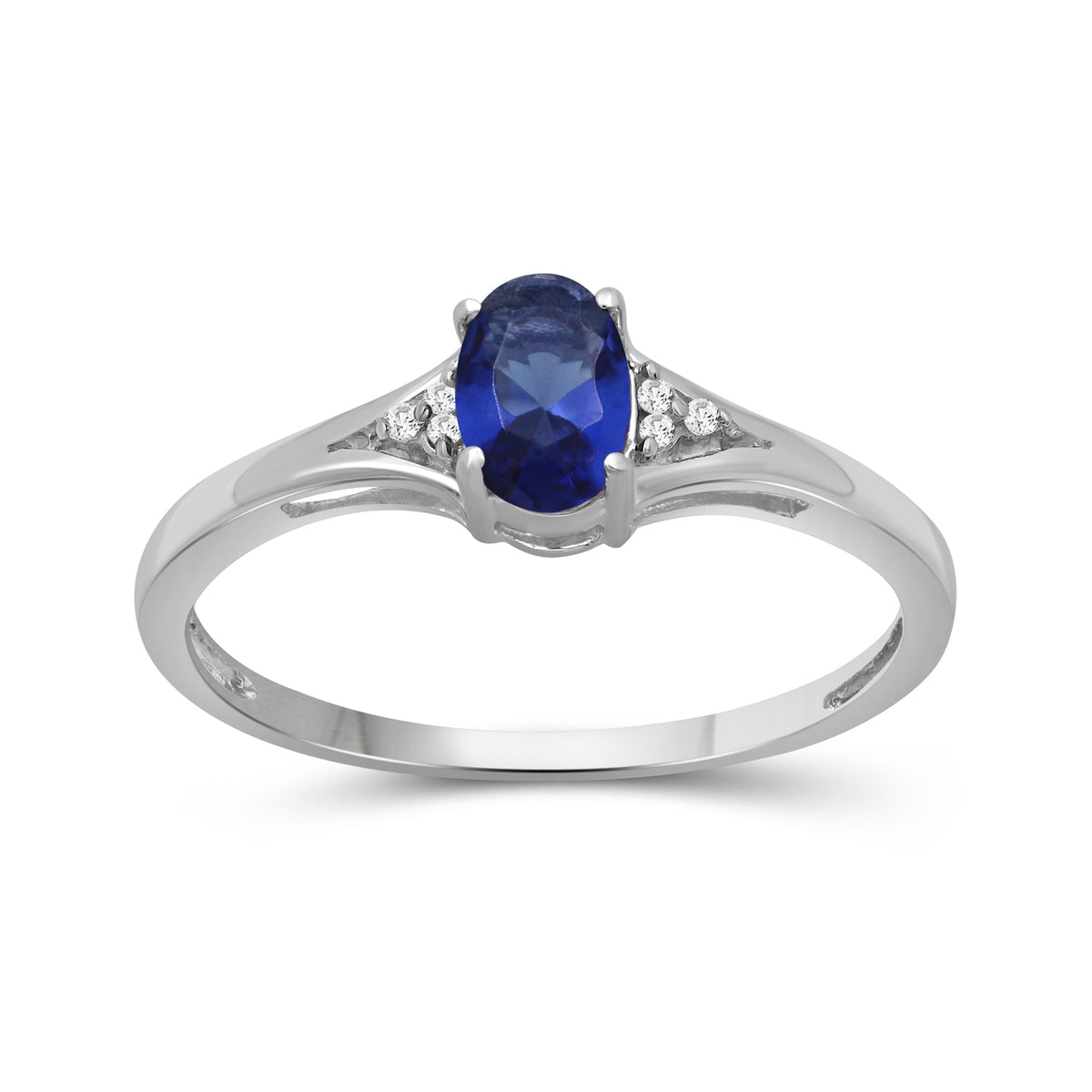 Birthstone Ring with Diamond Accent in Sterling Silver