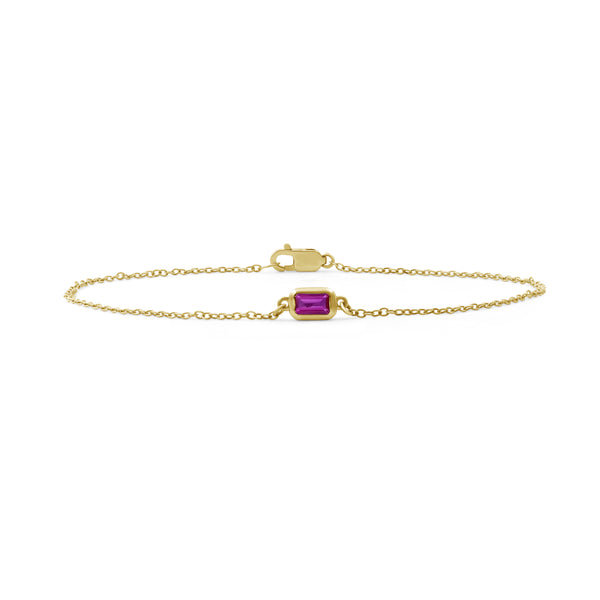Created Ruby 14K Gold Over Silver Bracelet
