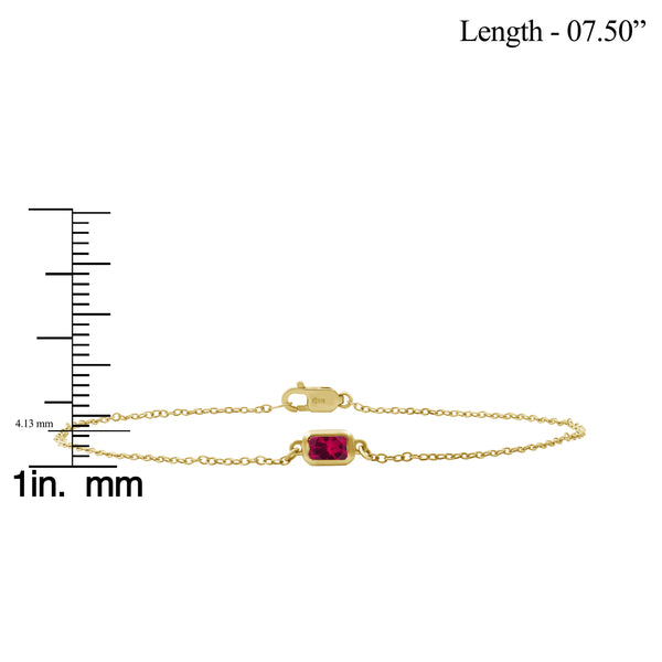 Created Ruby 14K Gold Over Silver Bracelet