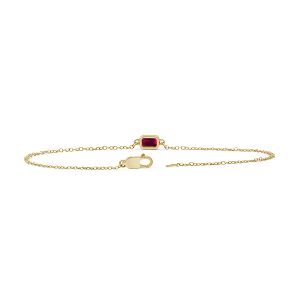 Created Ruby 14K Gold Over Silver Bracelet